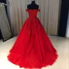 2022 Vintage Off the shoulder Red Teal Cheap Ball Gown Prom Dress Lace Tulle Long Corset Back Pleated Dresses Evening Party Formal5378063