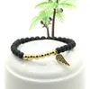 New Design Micro Inserts Black Cz Wings Lucky Bracelet Jewelry 6mm Matte Agate Stone Beads Copper beads