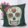 18" Colourful Skull Head Cotton Linen Throw Pillow Case Cushion Case Cover Square Decorative Pillows for Home Car Sofa