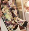 Wholesale- 2017ファッション春秋の女性のジャケットフラワープリントコートジッパー薄い爆撃機ジャケット長袖コートの出雲の雌のブラシ