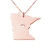 Minnesota State South Dakota State Mappa in acciaio inossidabile Collane Pendenti con ciondoli Collana personalizzata con un cuore 100% fatto a mano