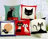 18*18" Cute Cat Pillow Cover Lovely Meow Star Square Cotton Linen Pillow Case Cushion Case 6 Style Home Car Decor