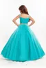 New Mint Turquoise Pageant Dresses Sweetheart Crystal Beaded Ball Gown Long Sweep Train Kids Girls Dress Birthday Communion Gowns 0424