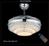 Groothandel onzichtbare kristallicht plafondventilatoren met moderne LED-cirkel kroonluchter dimmen lamp indoor afstandsbediening