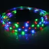 Güneş Halat Işıkları IP67 16.4FT 100LED Şerit Lambaları 2 Modları Flaş Sabit Sıcak Noel Ağacı için Sabit Sıcak Beyaz / RGB