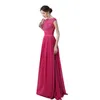 Jurk Long Party Vestido Festa Longo Noite Casamento Hot Pink Chiffon Prom Dress Goedkope Avondjurken gemaakt in China