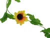 250cm Faux soie tournesol Ivy vigne Fleurs artificielles plantes à feuilles vertes Hanging Garland Jardin Clôtures Maison Décoration de mariage