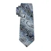 Stock nel Regno Unito Cravatta in seta da uomo Paisely Nero Cravatte da uomo Gemelli Hanky Set Tessuto jacquard Meeting Business Festa di nozze N15105183576