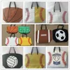 19 Styles Canvas Bag Baseball Tote Sports Bags Casual Softball Bag Football Soccer Basketball Cotton Canvas Tote Bag CCA7889 50pcs