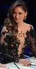 2016 Celebrity Evening Dresses Black Applique with Gold Thread Scoop 3/4 Long Sleeve Mermaid Sweep Train Prom Dresses Real Pictures Dresses