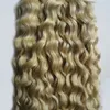 rey ombre human hair Human Tape in kinky curly #613 Bleach Blonde Brazilian PU Skin Weft Hair100G 40PCS