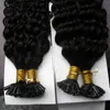 Brazilian curly Hair Keratin Stick Tip Hair Extensions 200S 200g Unprocessed U Tip Kinky Curly Brazilian Hair Extensions Keratin P9181165
