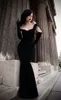 Sexy Evening Velvet Dresses Fitted Mermaid Off the Shoulder Sleeveless Trumpet Floor Length Custom Made Cheap Black Prom Party Gowns Gothic