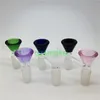 thick 5mm heady bowl slides for bong purple green black white 14mm male with handle Smoking Accessory Glass Water Pipe Bongs 18mm bowls