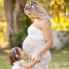 Attractive Lace Maternity Dresses For Photo Shoot Strapless Neck Sheath See Through Pregnant Gowns Floor Length Custom Made Maxi Dress