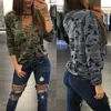 Großhandel - Rogi Frauen Camouflage Print T-Shirts 2017 Sexy Lace Up Bandage T-Shirt Femme Casual Party Shirt Tops Blusas Camisetas Mujer