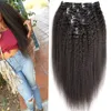 Clip In Human Hair Extensions 120g 7pcs / Lot Kinky Straight Clip In Extensions Naturliga Kinky Grov Clip In
