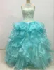 2017 Sexy Off The Shoulder Crystal Ball Gown Quinceanera Dresses with Beading Organza Sweet 16 Dress Vestido Debutante Gowns BQ47