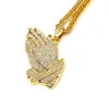 Micro CZ 18K geelgoud gevuld hiphop heren iced out hanger ketting