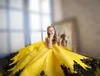 Yellow And Black Lace Applique Flower Girl Dress Square A-Line Girls Pageant Dresses With Bow Floor-Length Custom Made Cupcake Kid Dresses