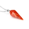 Natural Stone Crystal Healing Pendant Necklaces For Men Women Party Club Jewelry With Silver Plated Chain