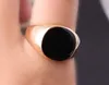 남자를위한 블랙 마노 반지 멋진 펑크 스타일 한국어 도매 선물 파티 새로운 실버 골드 컬러 믹스 크기