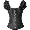 Brocade Pattern Boned Corset Vest Tops Black White waist trainer fajas fajas reductoras women corpetes e espartilhos cinta modeladora