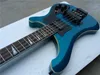 Custom 4 Strings Metallic Blue Blue Guitar Guitarra Black Hardware Triángulo Mop Diapasón Inlay, OEM China Guitarras