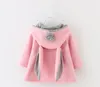 2016 Nieuwe Herfst Winter Baby Meisjes Konijnen Oren Hooded Prinses Jas Jassen Zuigeling Meisje Katoenen Uitloper Schattige Kinderjassen Kerstcadeaus