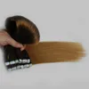 Rey ombre nastro per capelli umani nelle estensioni dell'onda del corpo 200g 80 pz / lotto # 4/27 miele biondo ombre brasiliano PU capelli trama pelle capelli