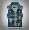 Erkekler Jean Yelekler Klasik Vintage Leeveless Rahat Moda Bayrağı Denim Mavi Kot Palto Giyim Erkek Sonbahar Yaz Slim Yelek Tops