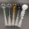 Hot sale Glass Smoking pipe straight hand pipe with colored spiral oil burners pipe hookah glass bong small portable water pipes