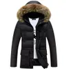 Autunno-2016 Parka con cappuccio in pelliccia lunga casual Hombre Invierno Parka invernale da uomo imbottito in cotone spesso con cappuccio in pelliccia