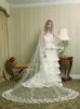 New Lace Applique Edge One Layer Without Comb Lvory White Wedding Veil Cathedral Bridal Veils 3M Length