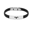 Twelve Zodiac Black Silicone Bangle Stainless Steel Constellations Horoscope design Wrap bracelets For women and men couple Jewelry