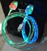 Synlig LED Light Dual Color Micro USB-kabelladdare 1m 3FT SYNC DATA Laddningsadapter för Samsung S4 S6 S7 Note 4 5 6 7 HTC Telefon