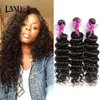 Brasilianska Deep Wave Curly Virgin Hair Weaves Bundles 8a Obehandlade Peruanska Malaysiska Indiska Kambodjanska Mongoliska Remy Mänskliga Hårförlängningar