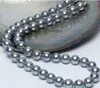 Collana di perle grigie argento naturali da 9-10 mm. Chiusura in argento 925 da 18 pollici