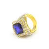 Men Gold Plated Ruby Hip Hop Ring Iced Out Micro Pave Punk Rap Jewelry Size Available1794