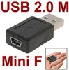 Partihandel USB 2.0 En typ Man till Mini 5pin USB B Typ 5pin Kvinnlig kontakt Adapter Convertorc 100s / Lot Free Shipping