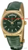 2019 Luksusowe zegarki Zielona tarcza 18k żółte złoto automatyczny ruch mechaniczny skórzany zegarek męski zegarki na nadgarstki 270a