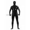 Al por mayor-Adulto para hombre Faux Leather Metallic Black Bright Full Skin Zentai Cosplay Disfraz Traje de Halloween Body Unitard leotardo