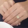 3 Karat Princess Cut Cushion Shape Yellow SONA Synthetic Diamond Engagement Ring A-Ok Bridal Jewelry Gift White Gold Platinum