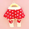 2015 cute baby girls outfits babies clothes dots bow spring newborn baby 2pcs set children cotton suit hooded+legging skirts child outwear