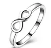 Golden silvery black plating 925 Sterling Silver Infinity ring charms Man woman fashion jewelry 10pcs/lot size US6/7/8/9/10