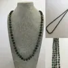 여자를위한 ST0296 공상 Boho 목걸이 38 인치에있는 8mm African Turquoise Knotted 목걸이 개인화 된 돌 보석