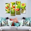4 Panels Gemüse Leinwand Gemälde Wandkunst Malerei Salat Mit Verschiedenen Gemüse Und Obst Bild Druck Auf Leinwand Lebensmittel für Wohnkultur