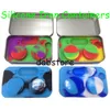 2pcs 5ml silicone dab wax containers with 1pc dabber tool in one iron box ,silicone smoking pipes free shipping DHL