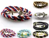 Multilayer flätad läder sladd Charm Armband Mode Vintage Anchor Weave Twine Rope Wraps Armband Smycken Partihandel