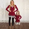 Mãe e filha roupas família combinando vestidos de natal para menina lace saia do bebê outfit meninas caem moda crianças traje qzzw021